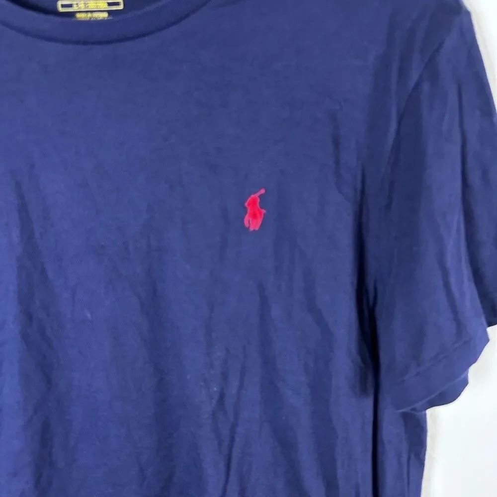 Polo Ralph Lauren T-Shirt Mens Large Navy Blue Red Pony Logo Cotton Crew Neck - Picture 2 of 7
